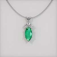 0.70 Ct. Emerald Pendant, 18K White Gold 1