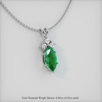 0.70 Ct. Emerald Pendant, 18K White Gold 2