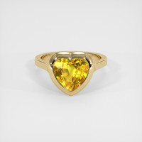 3.85 Ct. Yellowish Orange Sapphire Ring, 18K Yellow Gold 1