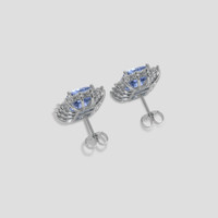 <span>12.19</span> <span class="tooltip-light">Ct.Tw.<span class="tooltiptext">Total Carat Weight</span></span> Blue Sapphire Earrings, 14K White Gold 4