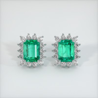 2.80 Ct.Tw. Emerald Earrings, 18K White Gold 1