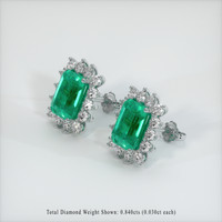 2.80 Ct.Tw. Emerald Earrings, 18K White Gold 2