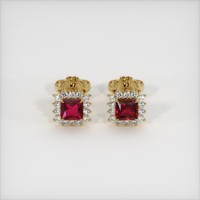 <span>0.67</span>&nbsp;<span class="tooltip-light">Ct.Tw.<span class="tooltiptext">Total Carat Weight</span></span> Ruby Earrings, 14K Yellow Gold 1