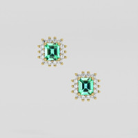 <span>1.13</span> <span class="tooltip-light">Ct.Tw.<span class="tooltiptext">Total Carat Weight</span></span> Emerald Earrings, 18K Yellow Gold 1