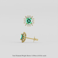 <span>1.13</span> <span class="tooltip-light">Ct.Tw.<span class="tooltiptext">Total Carat Weight</span></span> Emerald Earrings, 18K Yellow Gold 2