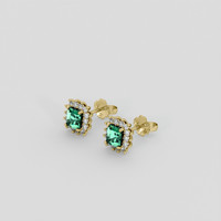 <span>1.13</span> <span class="tooltip-light">Ct.Tw.<span class="tooltiptext">Total Carat Weight</span></span> Emerald Earrings, 18K Yellow Gold 3