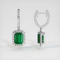 <span>2.84</span>&nbsp;<span class="tooltip-light">Ct.Tw.<span class="tooltiptext">Total Carat Weight</span></span> Emerald Earrings, Platinum 950 2