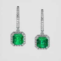 <span>2.44</span> <span class="tooltip-light">Ct.Tw.<span class="tooltiptext">Total Carat Weight</span></span> Emerald Earrings, 18K White Gold 1
