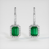 2.84 Ct.Tw. Emerald Earrings, 18K White Gold 1