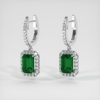 2.84 Ct.Tw. Emerald Earrings, 18K White Gold 3