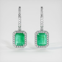 <span>2.91</span>&nbsp;<span class="tooltip-light">Ct.Tw.<span class="tooltiptext">Total Carat Weight</span></span> Emerald Earrings, 18K White Gold 1