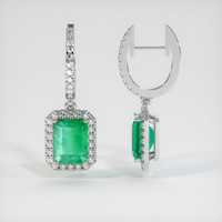 <span>2.91</span>&nbsp;<span class="tooltip-light">Ct.Tw.<span class="tooltiptext">Total Carat Weight</span></span> Emerald Earrings, 18K White Gold 2