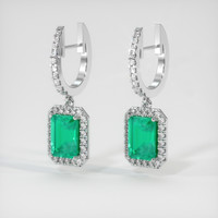 <span>2.91</span>&nbsp;<span class="tooltip-light">Ct.Tw.<span class="tooltiptext">Total Carat Weight</span></span> Emerald Earrings, 18K White Gold 3