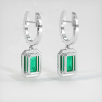 <span>2.91</span>&nbsp;<span class="tooltip-light">Ct.Tw.<span class="tooltiptext">Total Carat Weight</span></span> Emerald Earrings, 18K White Gold 4