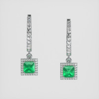 <span>0.57</span>&nbsp;<span class="tooltip-light">Ct.Tw.<span class="tooltiptext">Total Carat Weight</span></span> Emerald Earrings, 18K White Gold 1