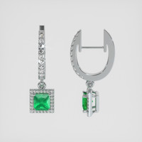 <span>0.57</span>&nbsp;<span class="tooltip-light">Ct.Tw.<span class="tooltiptext">Total Carat Weight</span></span> Emerald Earrings, 18K White Gold 2