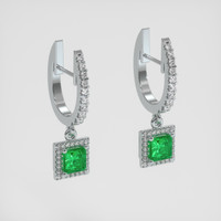 <span>0.57</span>&nbsp;<span class="tooltip-light">Ct.Tw.<span class="tooltiptext">Total Carat Weight</span></span> Emerald Earrings, 18K White Gold 3