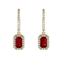 1.64 Ct.Tw. Ruby Earrings, 18K Yellow Gold 1