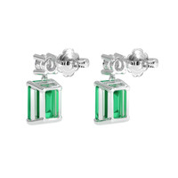 <span>1.58</span>&nbsp;<span class="tooltip-light">Ct.Tw.<span class="tooltiptext">Total Carat Weight</span></span> Emerald Earrings, 18K White Gold 4