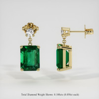 <span>1.44</span>&nbsp;<span class="tooltip-light">Ct.Tw.<span class="tooltiptext">Total Carat Weight</span></span> Emerald Earrings, 18K Yellow Gold 2