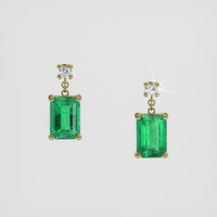 <span>2.01</span>&nbsp;<span class="tooltip-light">Ct.Tw.<span class="tooltiptext">Total Carat Weight</span></span> Emerald Earrings, 18K Yellow Gold 1