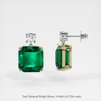 <span>8.06</span> <span class="tooltip-light">Ct.Tw.<span class="tooltiptext">Total Carat Weight</span></span> Emerald Earrings, 18K Yellow & White 2