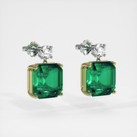 <span>8.06</span>&nbsp;<span class="tooltip-light">Ct.Tw.<span class="tooltiptext">Total Carat Weight</span></span> Emerald Earrings, 18K Yellow & White 3