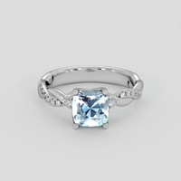 1.44 Ct. Blue Aquamarine Ring, Platinum 950 1