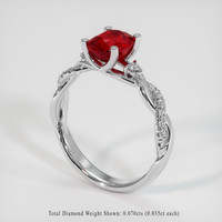 2.12 Ct. Ruby Ring, Platinum 950 2