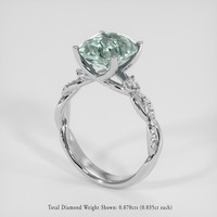 3.73 Ct. Bluish Green Sapphire Ring, Platinum 950 2