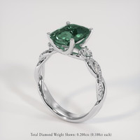 3.33 Ct. Bluish Green Sapphire Ring, Platinum 950 2