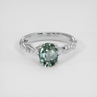 2.25 Ct. Bluish Green Sapphire Ring, Platinum 950 1
