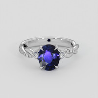1.84 Ct. Purplish Blue Sapphire Ring, Platinum 950 1