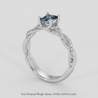 0.62 Ct. Greyish Blue Sapphire Ring, Platinum 950 2