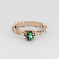 1.06 Ct. Yellowish Green to Brownish Orange Alexandrite Ring, 14K Rose Gold 1