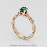 1.06 Ct. Yellowish Green to Brownish Orange Alexandrite Ring, 14K Rose Gold 2
