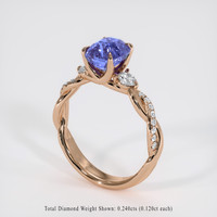 2.10 Ct. Purplish Blue Sapphire Ring, 14K Rose Gold 2