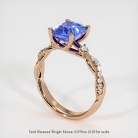 2.91 Ct. Blue Sapphire Ring, 14K Rose Gold 2