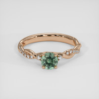 1.01 Ct. Bluish Green Sapphire Ring, 14K Rose Gold 1