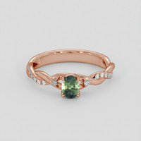 0.50 Ct. Green Sapphire Ring, 14K Rose Gold 1