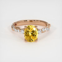 1.22 Ct. Yellow Sapphire Ring, 14K Rose Gold 1