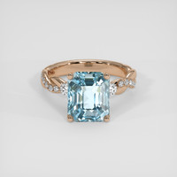 5.65 Ct. Blue Aquamarine Ring, 18K Rose Gold 1