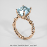 5.65 Ct. Blue Aquamarine Ring, 18K Rose Gold 2