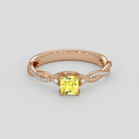 1.21 Ct. Yellow Sapphire Ring, 18K Rose Gold 1