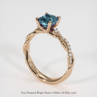1.59 Ct. Greenish Blue Sapphire Ring, 18K Rose Gold 2