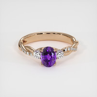 0.91 Ct. Purple Sapphire Ring, 18K Rose Gold 1