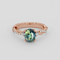1.52 Ct. Bluish Green Sapphire Ring, 18K Rose Gold 1