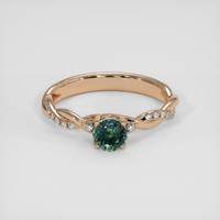 1.09 Ct. Greenish Blue Sapphire Ring, 18K Rose Gold 1
