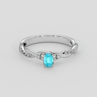 0.31 Ct. Greenish Blue Paraiba Tourmaline Ring, Silver 1