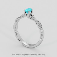 0.31 Ct. Greenish Blue Paraiba Tourmaline Ring, Silver 2